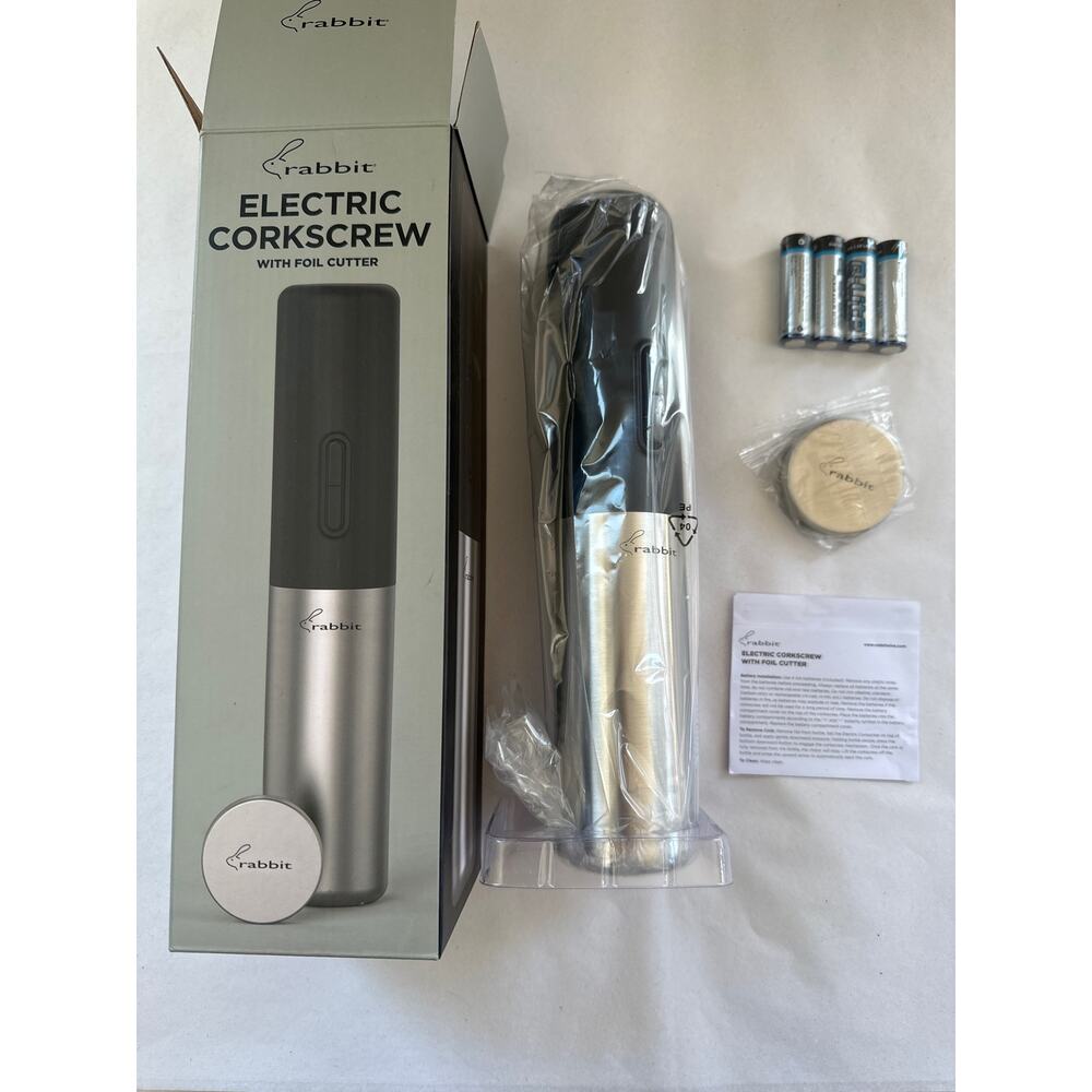 Rabbit Electric Corkscrew Wine Bottle Opener with Foil Cutter New in Open Box - Picture 4 of 7